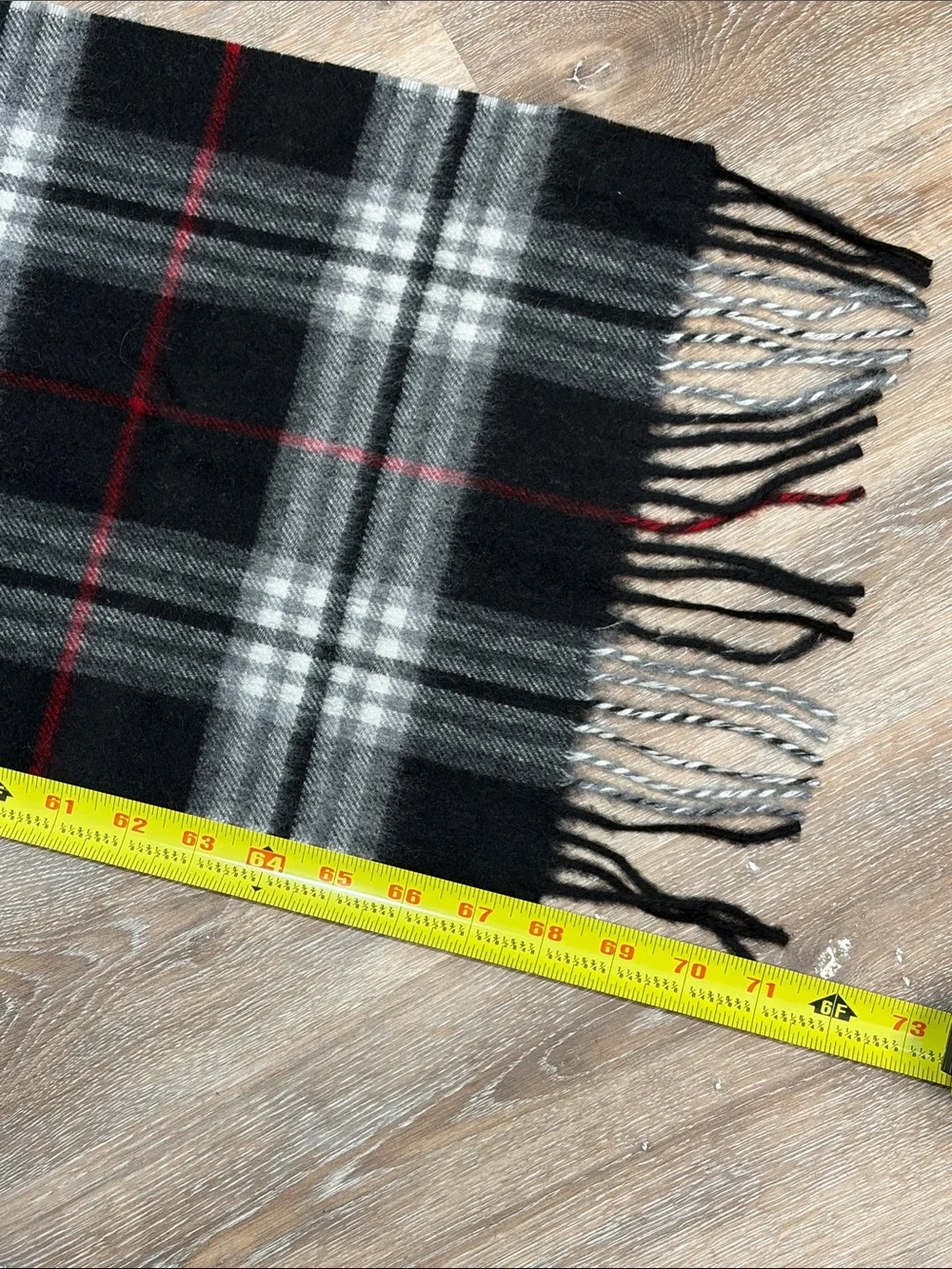 NWT Murano Cashmere Scarf Black White Red Plaid Check Designer Quiet Luxury